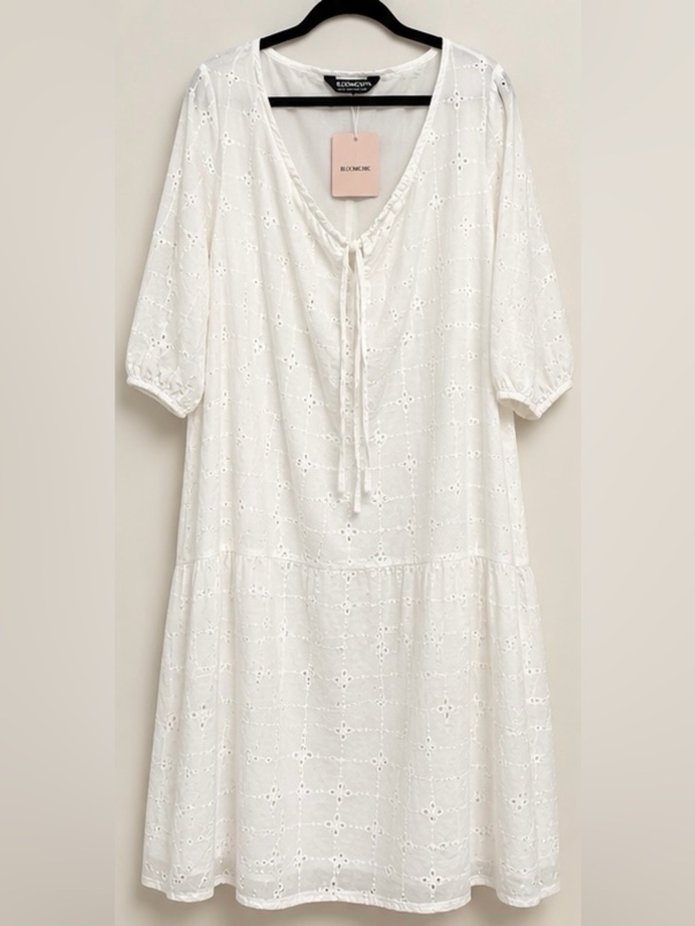 Bloomchic White Eyelet Tiered Tunic Dress Plus Size 14/16 NWT